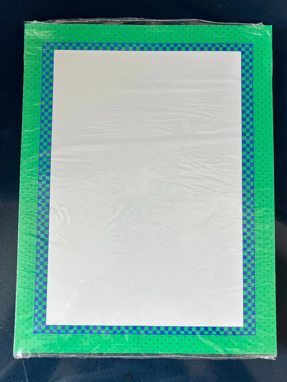 Green and Blue Polka Dot and Check Stationary